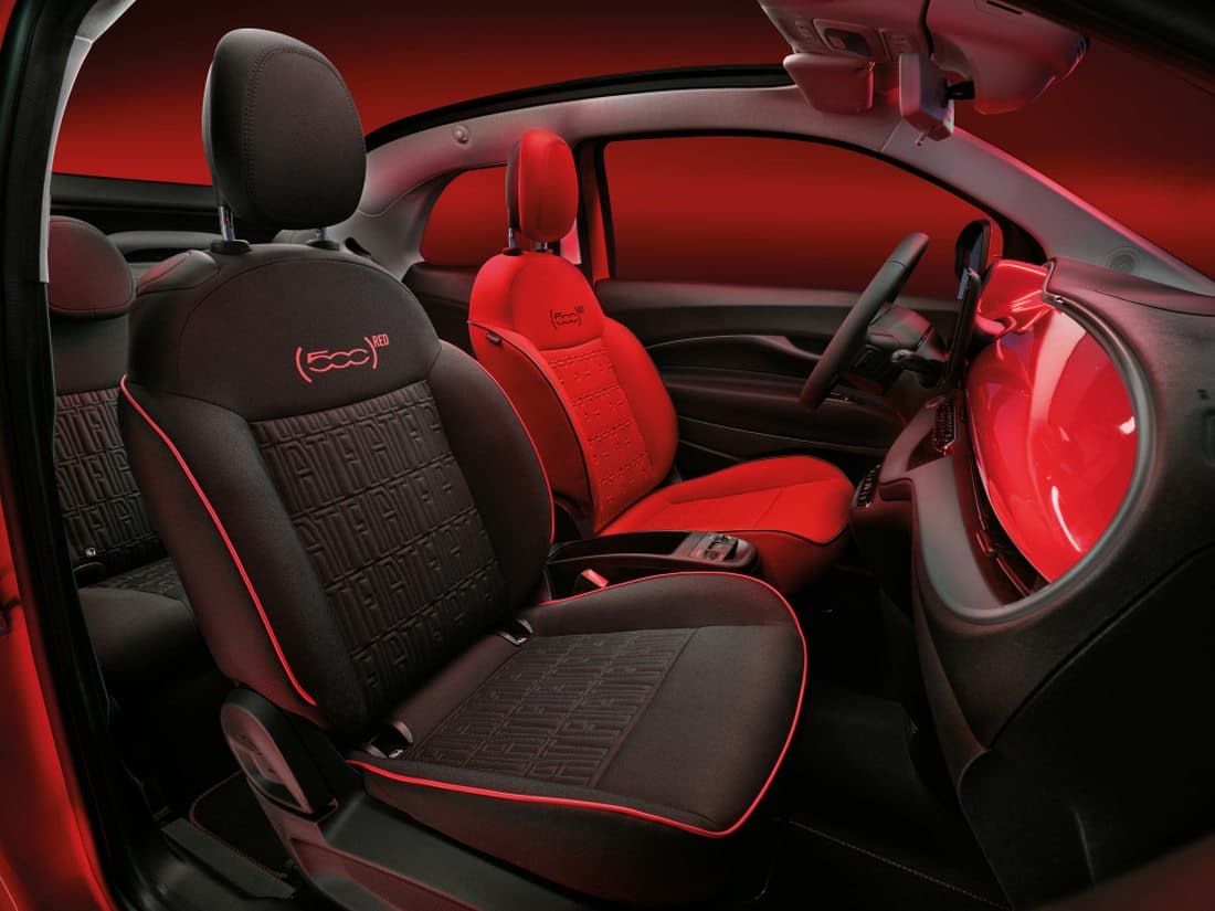 Interior RED Fiat 500 eléctrico