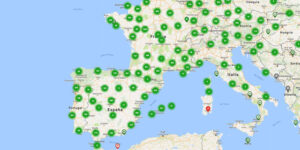 Mapa de puntos de carga para coches eléctricos en España